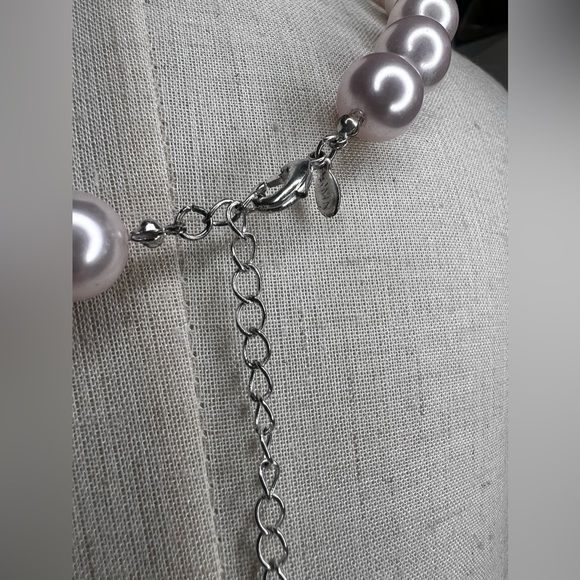 RMN pale pink faux pearl collar necklace and stretch bracelet in good condition - Picture 4 of 8